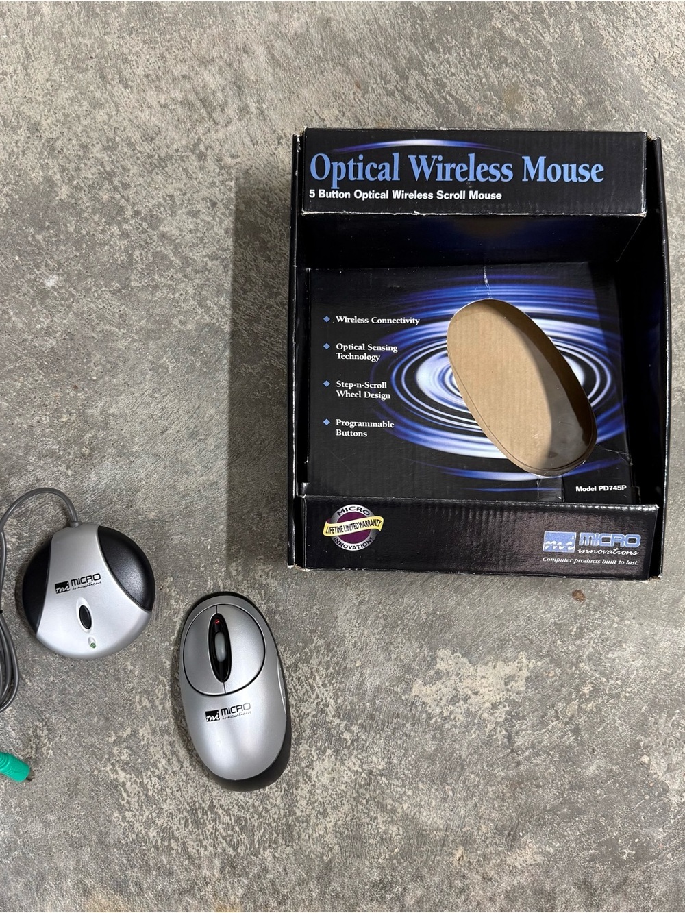 NOS Micro Innovations PD745P Optical Wireless Mouse Windows XP - Picture 2 of 8